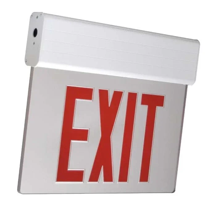 Standard-BL Edgelit Aluminum Exit Sign Double Face Green Letters White Panel Aluminum Housing Battery Backup (ELXTEU2GWAEM-SPV-USA)