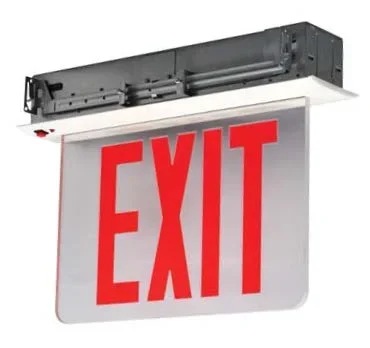 Standard-BL Edgelit Aluminum Exit Sign Double Face Red Letters Mirror Panel Aluminum Housing Color Battery Backup (NYRELZXTE2RMAEM)