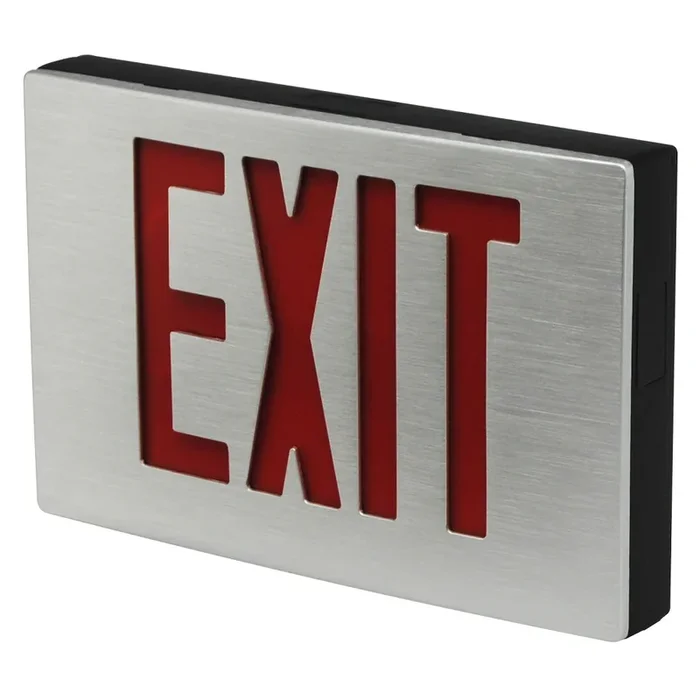 Standard-BL Exit Sign Single Face Red Letters Black Housing Aluminum Face Panel Battery Backup (KXTEU1RBAEM)