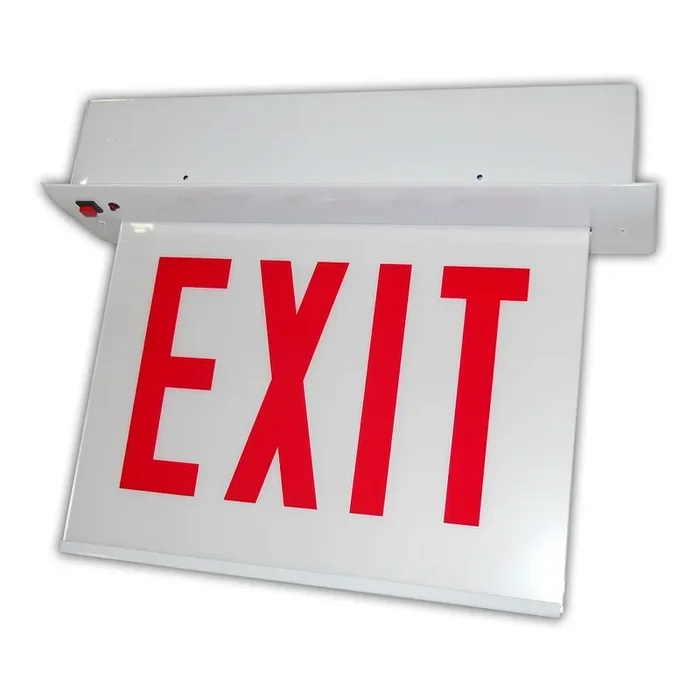 Standard-BL Recessed Edgelit Aluminum Exit/Stair Sign Single Face Red On White/White Trim Plate AC Only Exit Right Arrow No Wall Mount (CARELZXTE1RWW-RA)