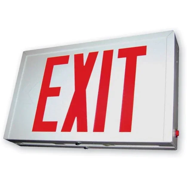 Standard-BL Steel Exit Sign Red Letters White Housing Battery Backup Self-Diagnostics (SXTEU2RWEMSDT)