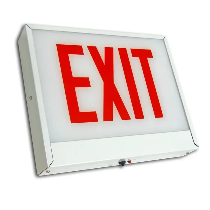 Standard-BL Steel Exit/Stair Sign Single Face Red Letters White Housing AC Only Exit Left Arrow (CAXTEU1RW-LA)