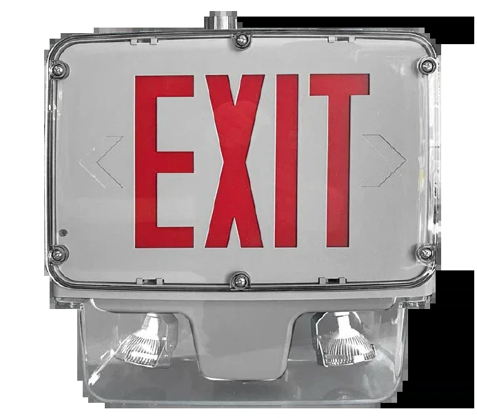 Standard-BL Wet Location LED Combo Double Face Red Letters 6V 12W Gray Housing Self Diagnostics Cold Weather (HLCWLEZU2R612G-SDT-CW)