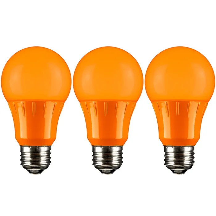 Sunlite LED A19 Bulb 3W 65Lm 120V E26 Base Orange 3-Pack (40452-SU)