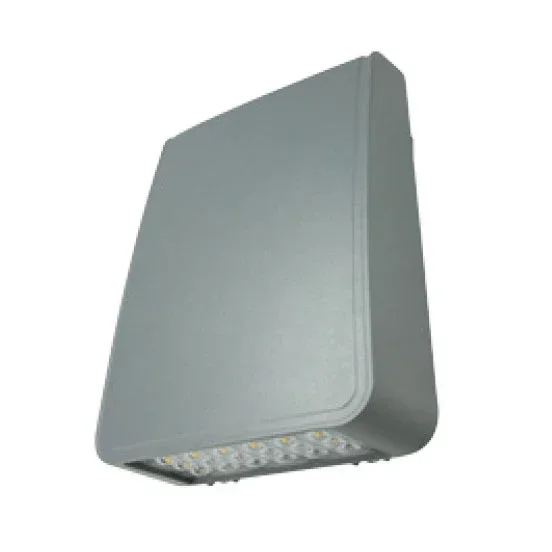 Trace-Lite Medium Die-Cast Aluminum LED Wall Pack 40W 120-277Vac Voltage Sensing Dimming Driver Type III 5000K Silver Battery Backup Button Photo Control (WLZ4-3-5K-SV-BB-PC)