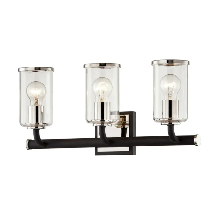 Troy Lighting – B7683-TBK/PN – Three Light Bath And Vanity – Aeon – Textured Black & Polish Nickel – B7683TBKPN