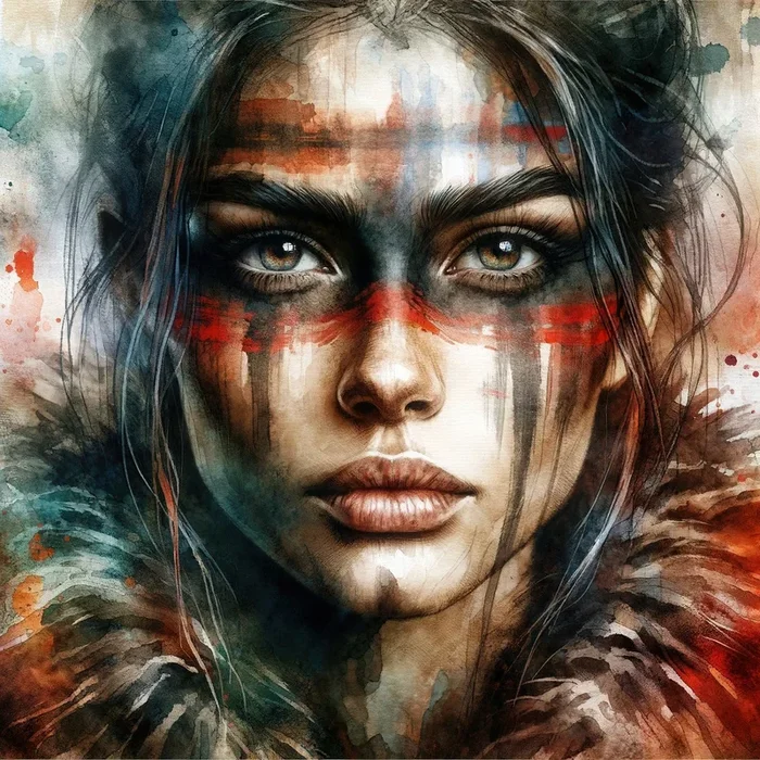 Watercolor Warrior Woman #2