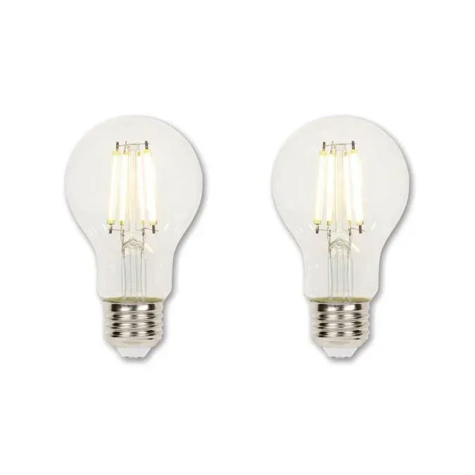 Westinghouse 6.5W A19 Filament LED Dimmable Clear 2700K E26 Medium Base 120V 2-Pack (5136100)