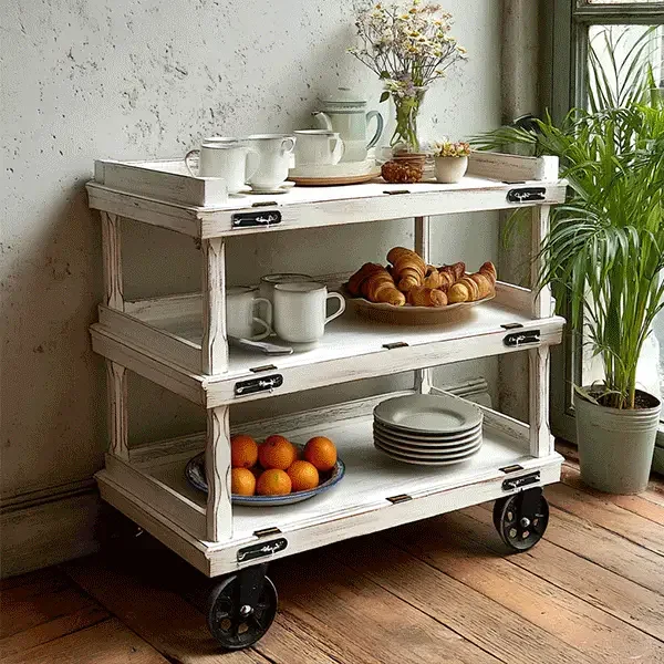 White Wooden Bakery Cart – Decor Steals