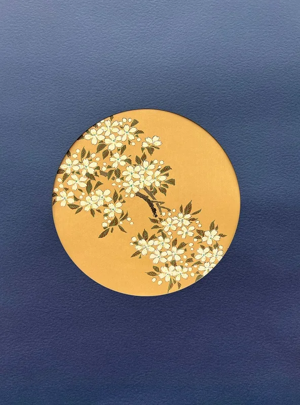 Woodblock printing “Mountain cherry” by Jakuchu Ito Published by UNSODO