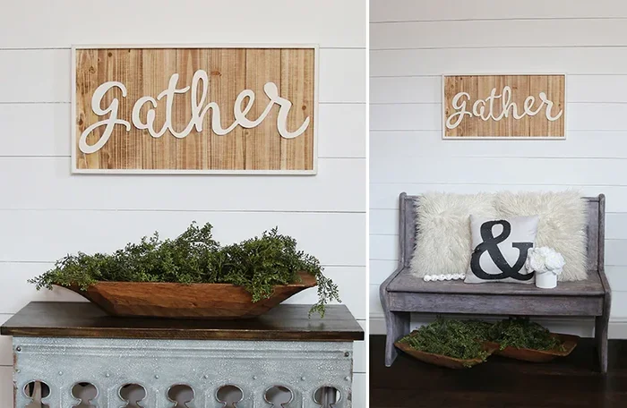 Wooden Gather Sign | Farmhouse Wall Decor – Decor Steals